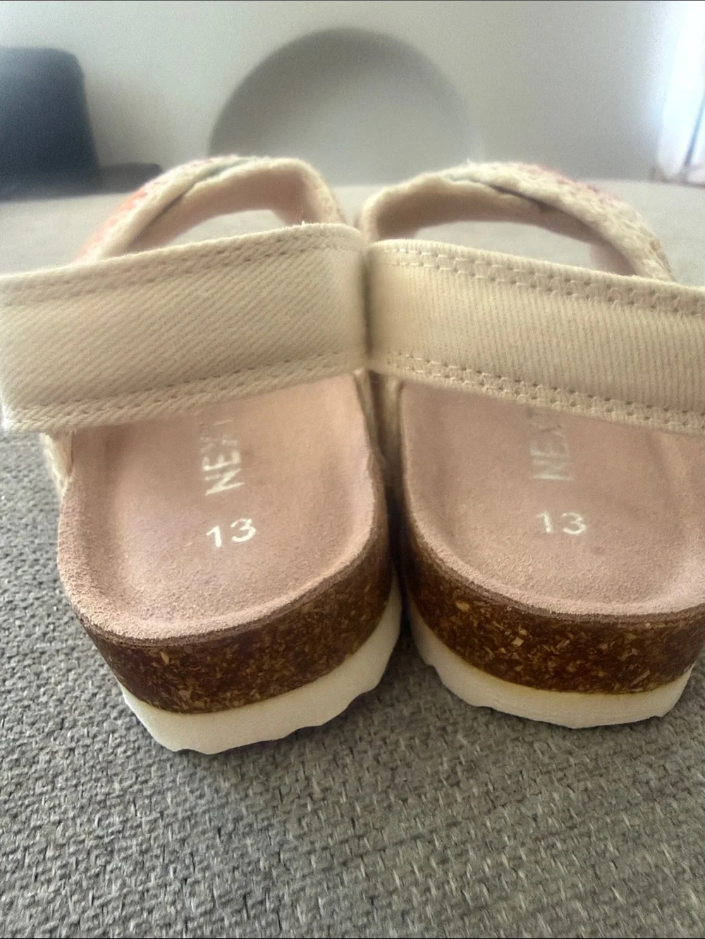 next Cream Crochet Patchwork Slingback Sandals Multicolor Squares Size 13 NWOB